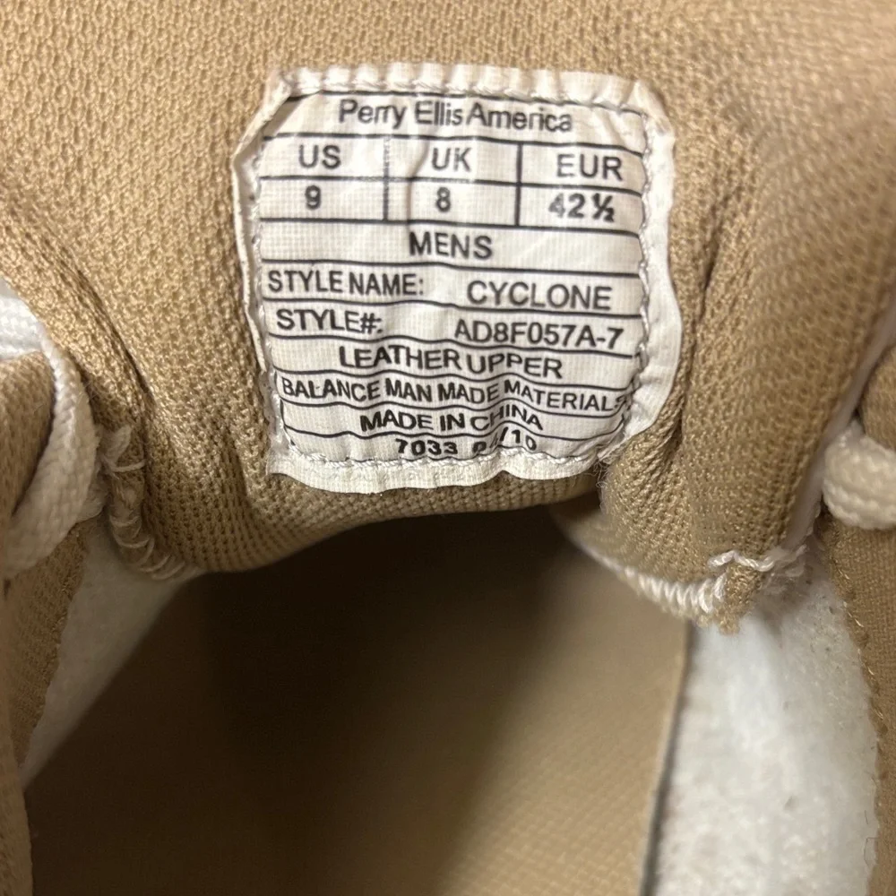 Perry Ellis America Men's White and Tan Casual Leather & Suede Sneakers